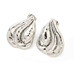 Twist Teardrop Brass Stud Earrings, Long-Lasting Plated, Lead Free & Cadmium Free, Platinum, 25.5x19mm(EJEW-Q811-12P)