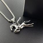 Punk 304 Stainless Steel Flying Horse Pendant Necklaces for Men, Stainless Steel Color(MG5472)