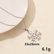 Stainless Steel Snowflake Pendant Necklace, Women's Necklace(XM4050-9)