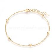 Ion Plating(IP) 304 Stainless Steel Cable Chain Anklets, Golden, 9 inch(22.8cm), 1.7mm(AJEW-P069-03G)