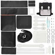 DIY Imitation Leather Sew on Backpack Kits, Including Fabric, Scissors, Thread, Needle, Shoulder Straps, Iron Buckle & Clasps, Screwdriver, Black, Finished Product:  23x9x26cm(DIY-WH0387-27A)