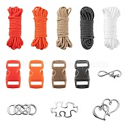 DIY Parachute Cord Rope Bracelets Making Kits, for Making Bracelets, Lanyards, Dog Collars, Including Polyester & Spandex Cord Ropes, Plastic Side Release Buckles and Alloy Links Connectors, Mixed Color, Ropes: 25m/set(DIY-LS0003-87)