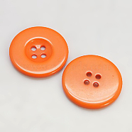 Resin Buttons, Dyed, Flat Round, Dark Orange, 22x3mm(RESI-D033-22mm-06)