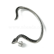 316 Surgical Stainless Steel Cuff Earrings, with Rhinestone, Left, Antique Silver, 50x41mm(EJEW-E300-02AS-03)