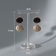 T Shaped Acrylic Earring Display Stand, Jewelry Displays Rack, Jewelry Tree Stand, with Holes and Flat Round Pedestal, Clear, 4x5x11cm(CON-PW0001-146B-02B)