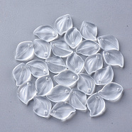 Spray Painted Glass Pendants, Frosted, Leaf, WhiteSmoke, 16x11.5x3.5mm, Hole: 1.5mm(GLAA-S054-001E-01)