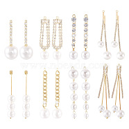 Biyun 16Pcs 8 Style Brass Pendants, with Resin Beads and Crystal Rhinestone, for Earring Making, for Women, Round, Light Gold, 2pcs/style(FIND-BY0001-11)