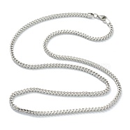 304 Stainless Steel Wheat Chain Necklaces, with Lobster Claw Clasps, Stainless Steel Color, 27.16 inch(69cm), 3.5mm(NJEW-I245-08C-P)