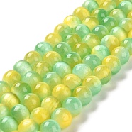 Natural Selenite Beads Strands, Grade A, Dyed, Round, Green Yellow, 10mm, Hole: 0.8mm, about 36~38pcs/strand, 15.16~15.35''(38.5~39cm)(G-P493-03A)