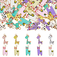 40Pcs 10 Style Alloy Enamel Pendants, Giraffe & Alpaca, Mixed Color, 27~27.5x13~17x1mm, Hole: 1.8~2mm, 4pcs/style(ENAM-FH0001-48)