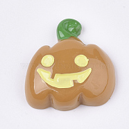 Resin Cabochons, Halloween Pumpkin Jack-O'-Lantern Lamp, Sandy Brown, 25x23.5x8mm(CRES-T010-109)