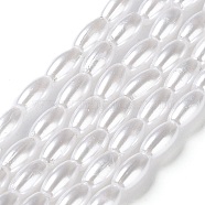 Acrylic Beads, Imitation Pearl Style, Rice, White, about 4mm wide, 8mm long, hole: 1mm, about 7000pcs/500g(PL652)