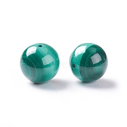 Natural Malachite Beads, Half Drilled, Round, 12mm, Hole: 1.2mm(G-E557-13D)