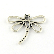 Dragonfly Tibetan Style Alloy Pendants, Cadmium Free & Lead Free, Antique Silver, 28.5x30x2mm, Hole: 2mm(X-TIBEP-R344-16AS-LF)