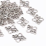 Tibetan Style Links connectors, Cadmium Free & Nickel Free & Lead Free, Chinese knot, Antique Silver, 22x18.5x1mm, Hole: 2.5x3mm(X-TIBE-4876-AS-NR)