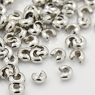 Iron Crimp Beads Covers, Cadmium Free & Lead Free, Platinum Color, Size: About 3mm In Diameter, Hole: 1.2~1.5mm(IFIN-H028-N)