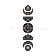 Moon Phase Wood Hanging Wall Decorations, with Cotton Thread Tassels, for Home Wall Decorations, Eye, 790mm(HJEW-WH0054-009)