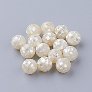 Natural White Shell Beads, Mother of Pearl Shell Beads, Round, Seashell Color, 12mm, Hole: 1mm(X-SSHEL-Q298-12mm-08)
