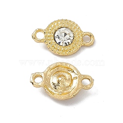 Alloy Crystal Rhinestone Connector Charms, Flat Round Links, Golden, 9.5x15.5x5mm, Hole: 1.8mm(FIND-A024-17G)