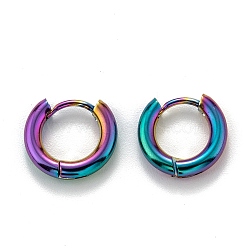 304 Stainless Steel Huggie Hoop Earrings, Hypoallergenic Earrings, Thick Hoop Earrings, Ring, Rainbow Color, 10 Gauge, 12x13x2.5mm(X-EJEW-O087-09A-M)
