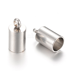 201 Stainless Steel Cord Ends, End Caps, Stainless Steel Color, 13x9mm, Hole: 2mm, Inner Diameter: 8mm(X-STAS-T006-10)