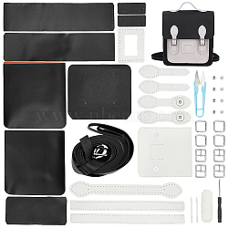 DIY Imitation Leather Sew on Backpack Kits, Including Fabric, Scissors, Thread, Needle, Shoulder Straps, Iron Buckle & Clasps, Screwdriver, Black, Finished Product:  23x9x26cm(DIY-WH0387-27A)