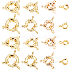 Elite 4 Styles Rack Plating Brass Spring Clasps, Real 18K Gold Plated, 9~15x7x~153~5mm, Hole: 1.5~2.5mm(FIND-PH0006-09)