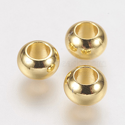 Brass Spacer Beads, Real 24K Gold Plated, Rondelle, 6x4mm, Hole: 3mm(X-KK-F730-04G)
