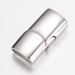 304 Stainless Steel Magnetic Clasps with Glue-in Ends, Rectangle, Stainless Steel Color, 24x12x7.5mm, Hole: 5x10mm(STAS-G071-38P)