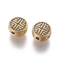 Tibetan Antique Golden Metal Beads, Lead Free & Cadmium Free, 6.3mm in diameter, 3.5 mm thick, hole: 1mm(X-GLF0729Y)