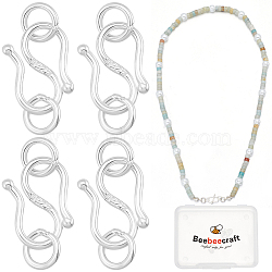 4Pcs 925 Sterling Silver Hook and S-Hook Clasps, with 925 Stamp, Silver, 9x7x1mm(STER-BBC0007-04)