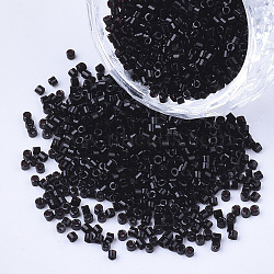 Glass Cylinder Beads, Seed Beads, Opaque Colours, Round Hole, Black, 1.5~2x1~2mm, Hole: 0.8mm, about 8000pcs/bag, about 85~95g/bag(SEED-Q036-01A-G01)