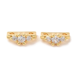 Brass Micro Pave Clear Cubic Zirconia Slide Charms, Real 18K Gold Plated, 4x10.5x6.5mm, Hole: 1.6mm(KK-P239-16G)