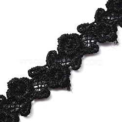 Polyester Lace Trim, Embroidery Ancient Hanfu Lace Ribbon, Flower, Black, 1/2 inch(13mm)(OCOR-WH0067-32)