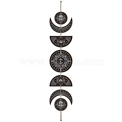 Moon Phase Wood Hanging Wall Decorations, with Cotton Thread Tassels, for Home Wall Decorations, Eye, 790mm(HJEW-WH0054-009)