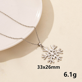 Stainless Steel Snowflake Pendant Necklace, Women's Necklace