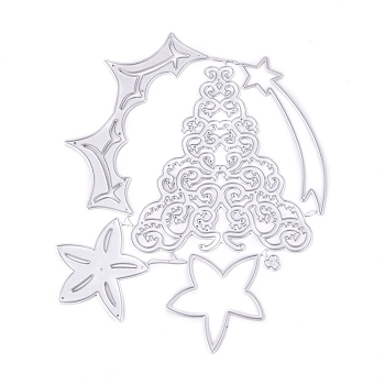 Christmas Carbon Steel Cutting Dies Stencils, for DIY Scrapbooking/Photo Album, Decorative Embossing DIY Paper Card, Christmas tree, Matte Platinum Color, 148x113.3x0.7mm