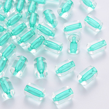Transparent Acrylic Beads, Column, Turquoise, 10x7.5mm, Hole: 1.8mm, about 950pcs/500g