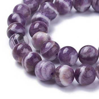 Natural Chevron Amethyst Beads Strands, Round, 10mm, Hole: 1mm, about 38pcs/strand, 14.9 inch(38cm)