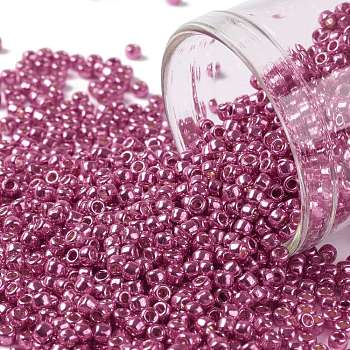 TOHO Round Seed Beads, Japanese Seed Beads, (PF563) PermaFinish Hot Pink Metallic, 11/0, 2.2mm, Hole: 0.8mm, about 5555pcs/50g