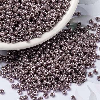 MIYUKI Round Rocailles Beads, Japanese Seed Beads, 8/0, (RR437) Opaque Mauve Luster, 8/0, 3mm, Hole: 1mm, about 2111~2277pcs/50g