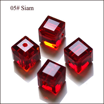 Imitation Austrian Crystal Beads, Grade AAA, Faceted, Cube, Dark Red, 8x8x8mm(size within the error range of 0.5~1mm), Hole: 0.9~1.6mm