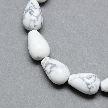 Natural Howlite Gemstone Bead Strands, teardrop, 14~15x10mm, Hole: 1.5mm, about 28pcs/strand, 15.75 inch