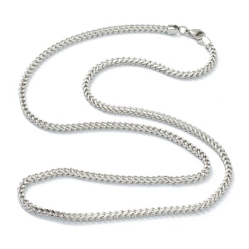 304 Stainless Steel Wheat Chain Necklaces, with Lobster Claw Clasps, Stainless Steel Color, 27.16 inch(69cm), 3.5mm