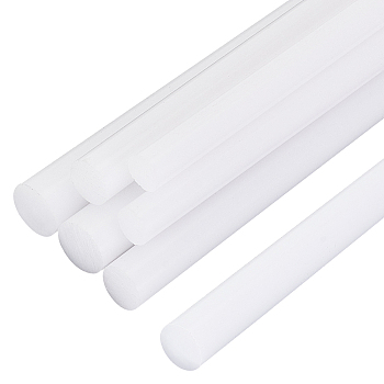 6Pcs 3 Style Round Plastic Sticks, Acetal Bar, Dowel Rod, DIY Sand Table Building Mould Accessories, White, 300x8~12mm, 2pcs/style