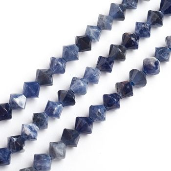 Natural Sodalite Beads Strands, Bicone, 3.9~4x4mm, Hole: 0.8mm, about 99pcs/strand, 15.16 inch(38.5cm)