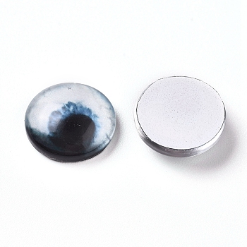 Glass Cabochons, Half Round/Dome with Animal Eye Pattern, Colorful, 19.9x6.3mm