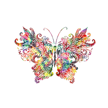 PET Butterfly Heat Transfer Film Logo Stickers Set, for DIY T-Shirt, Bags, Hats, Jackets, Colorful, 250x250mm