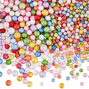 30g Small Craft Foam Balls, Round, for DIY Wedding Holiday Crafts Making, Mixed Color, 4.5~10mm, 15g