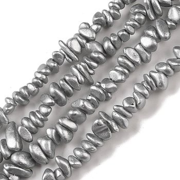Electroplate Glass Beads Strands, Chip, Light Grey, 2.5~6.5x3~10x4~12.5mm, Hole: 1mm, 33.86''(86cm)